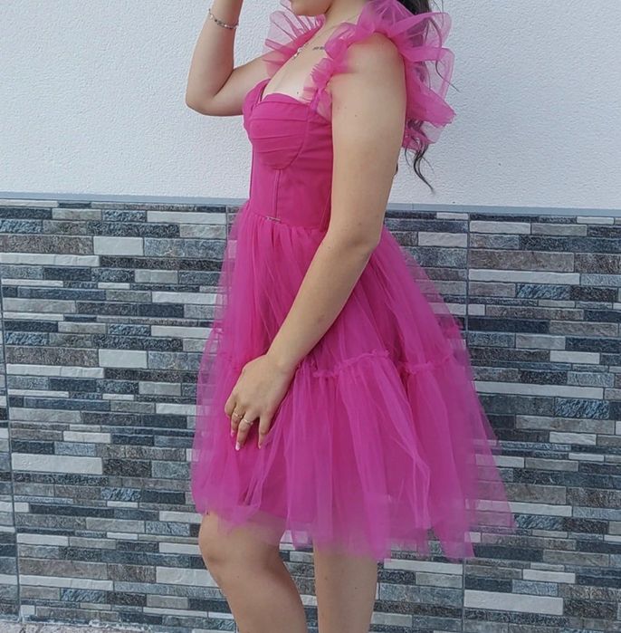 Rochie ocazie tull roz