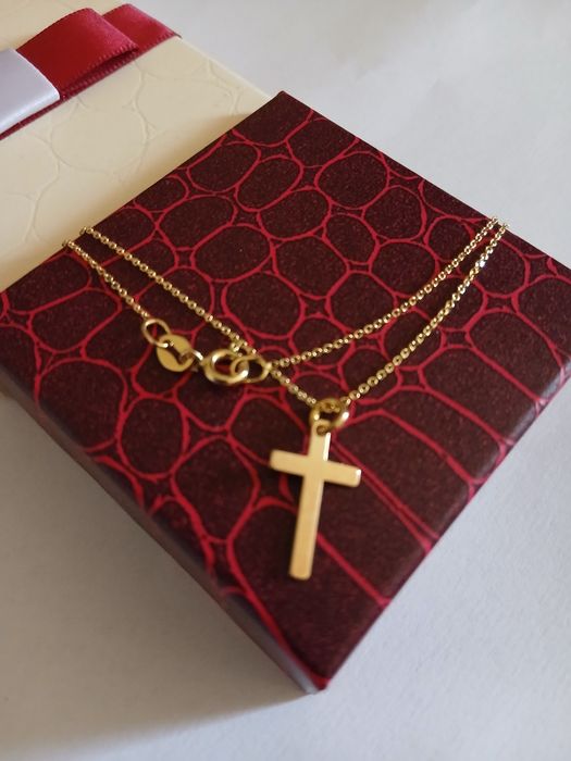 Lantisor cruce argint,placat aur fete/adolescente