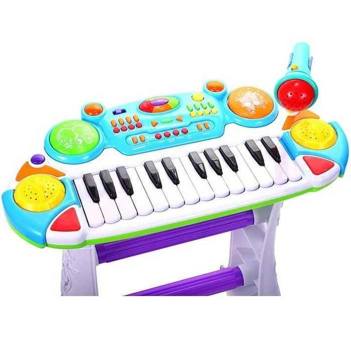 Pian electronic pentru copii,set complet:cu scaunel,tobe,microfon,nou