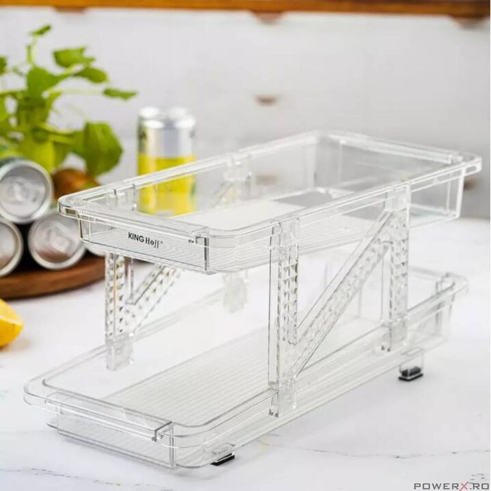Organizator doze, reglabil, cu 2 niveluri, transparent, Kinghoff
