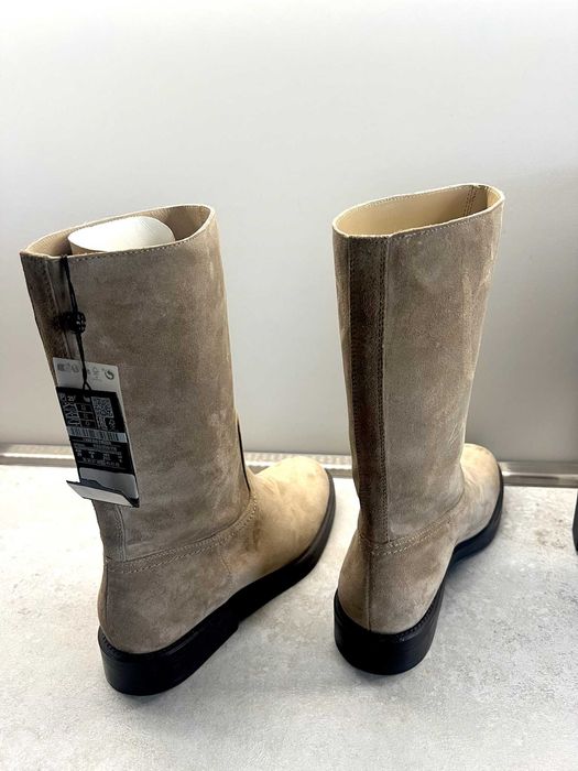 NOI in Cutie Massimo Dutti Cizme Bej Înalte Piele Întoarsǎ Femei 39 Primǎvarǎ / Varǎ STOC EPUIZAT