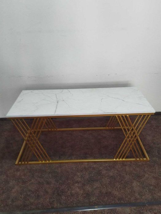 Журнальный стол 120x60x50 с MDF столешницей и золотым каркасом