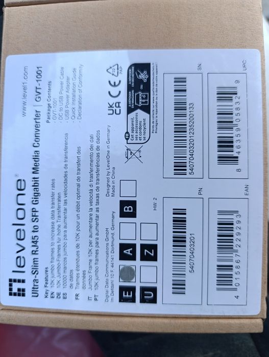 Конвертор Gigabit UltraSlim RJ45/SFP