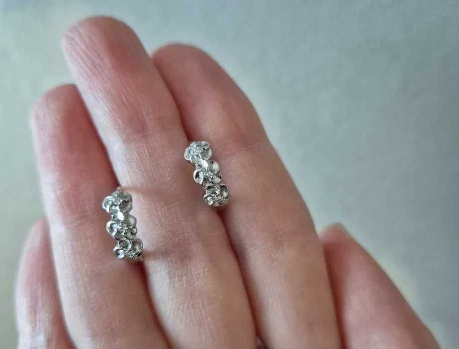 Сребърни обеци сребърни обици сребърни халки с камъчета