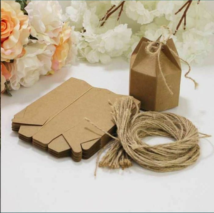 Cutiuțe cadou cu abtibild Thank You, set de 50 buc