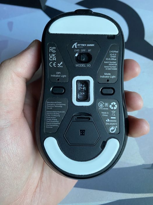 Mouse Gaming Attack Shark X3 – PAW3395, 49g, Wireless/Bluetooth/USB-C