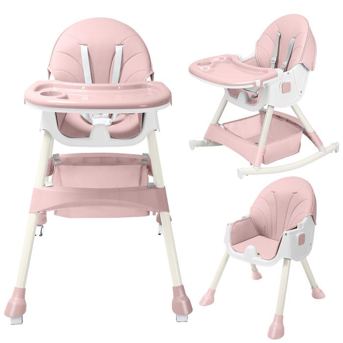 Scaun de Masa Pliabil 4in1 KinderVibe™ 6 Luni + Roz