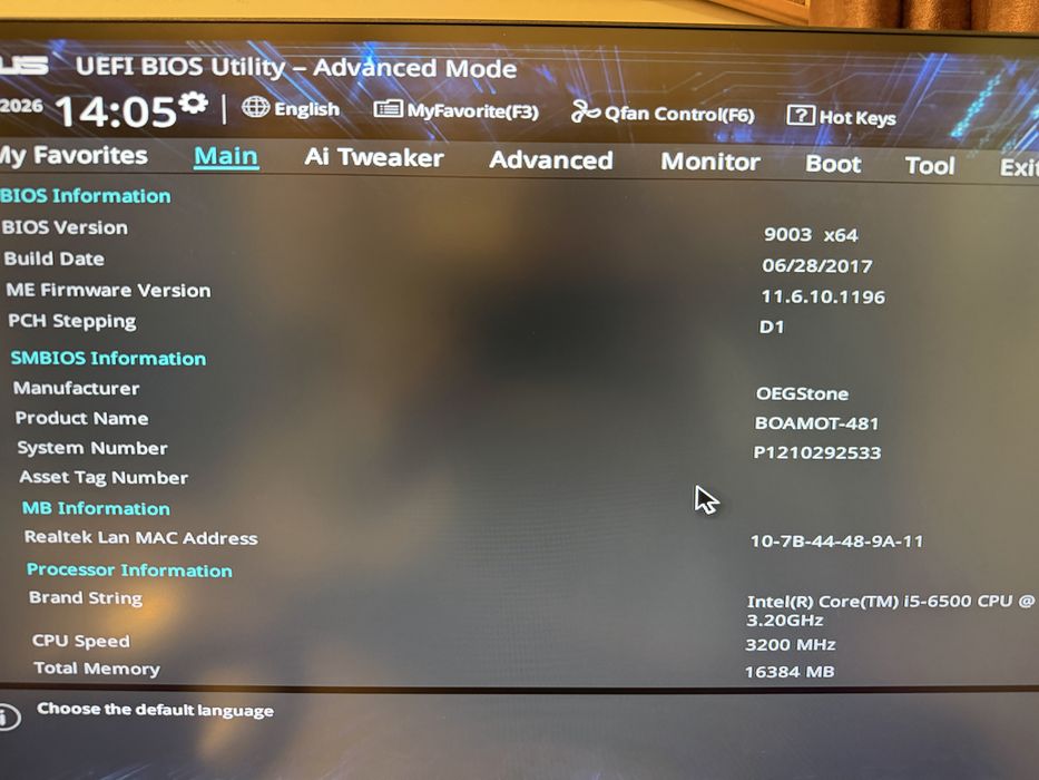 Placa Baza ASUS H110M-A/DP. Procesor I5 6500. 16gb RAM