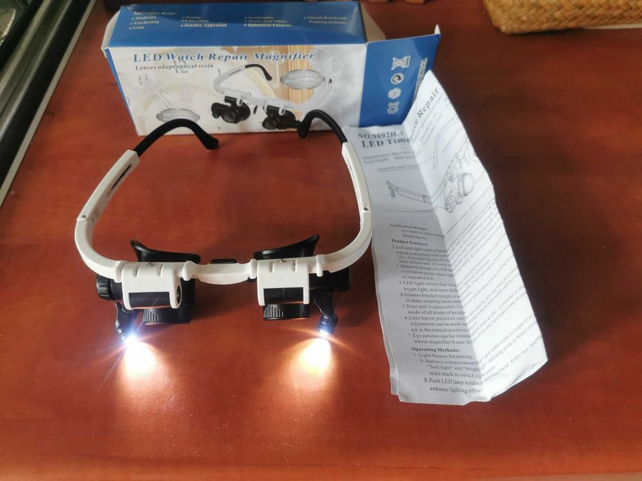 Ochelari cu lupe detasabile cu lumini LED pentru marit 8x-23x (max)