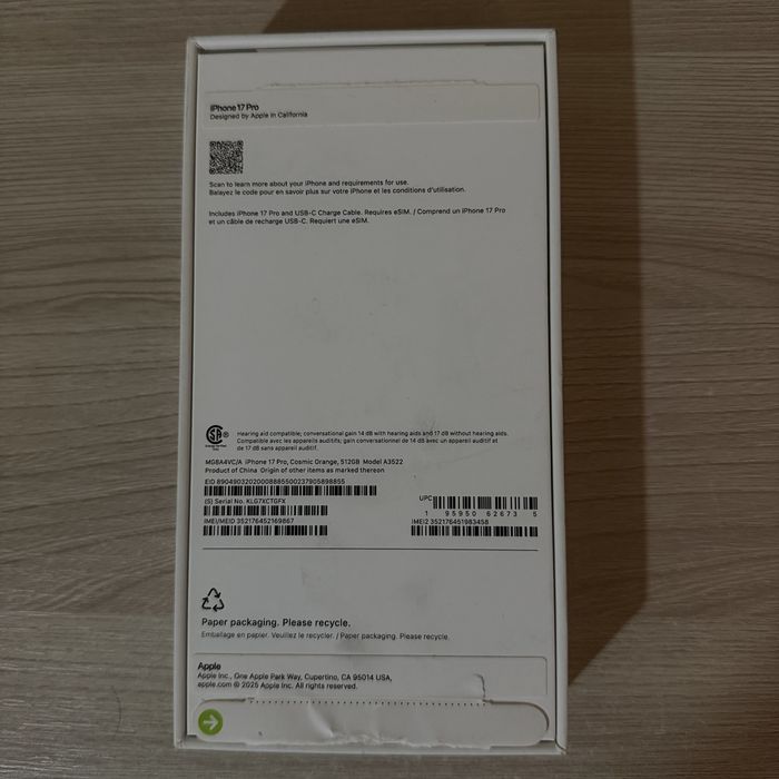 Apple iPhone 17Pro 512gb