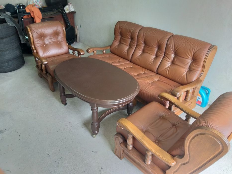 Мебели масив естествена кожа