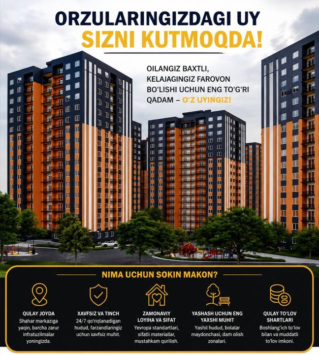 Sergeli Sokin Makondan 2 honali 1,2,3 honali uylarimiz ham bor