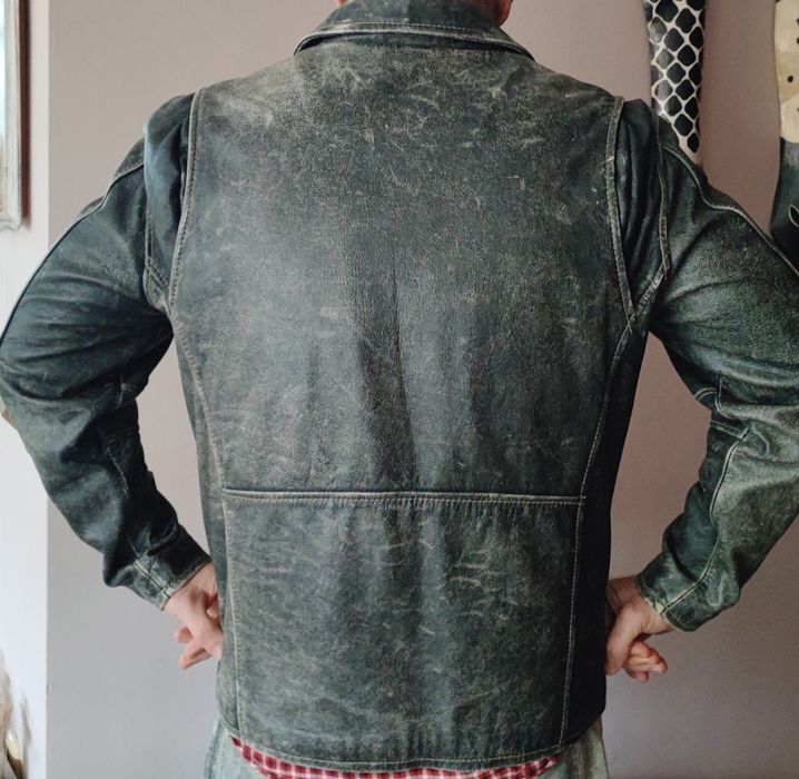 Винтидж Мъжко кожено яке Cafe Racer Rogue Leather  by  Reilly Olmes Xl