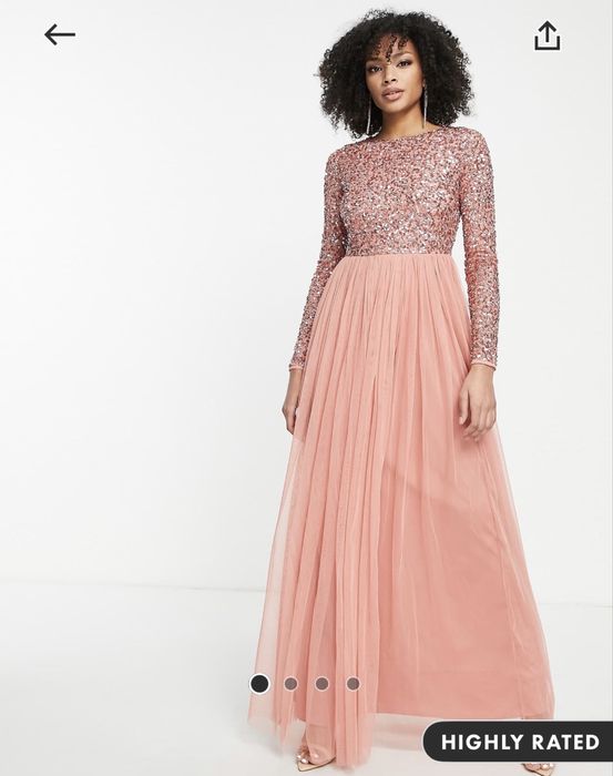 Официална дълга рокля с пайети и тюл ASOS maya deluxe