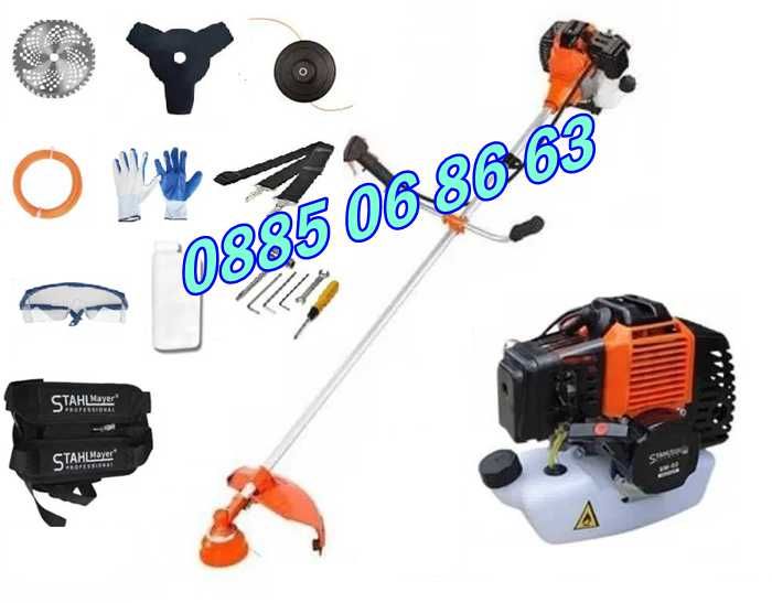 Четиритактов бензинов тример 74 куб., моторна косачка за трева + самар