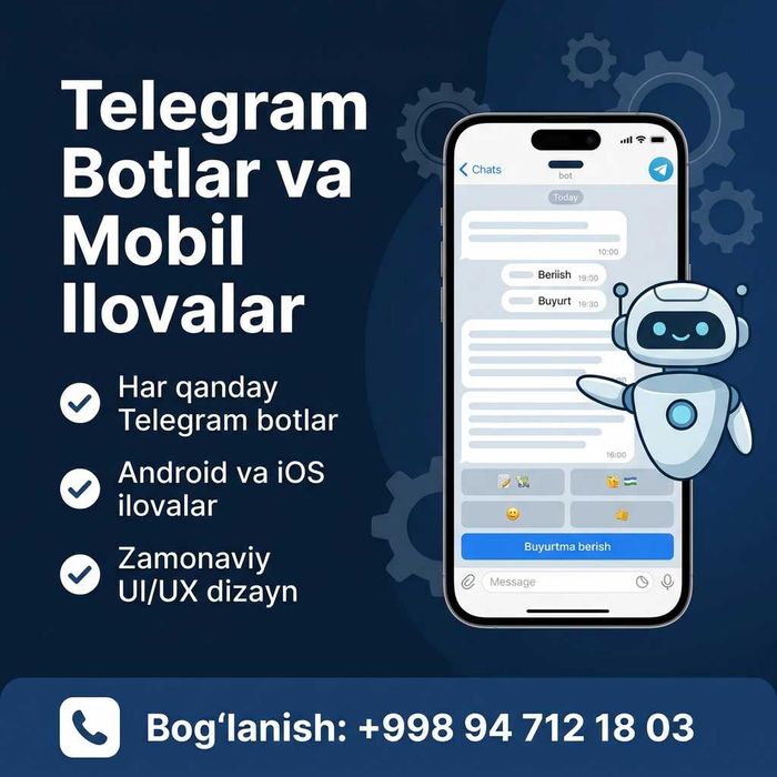 Telegram bot va mobil ilova yaratib beramiz