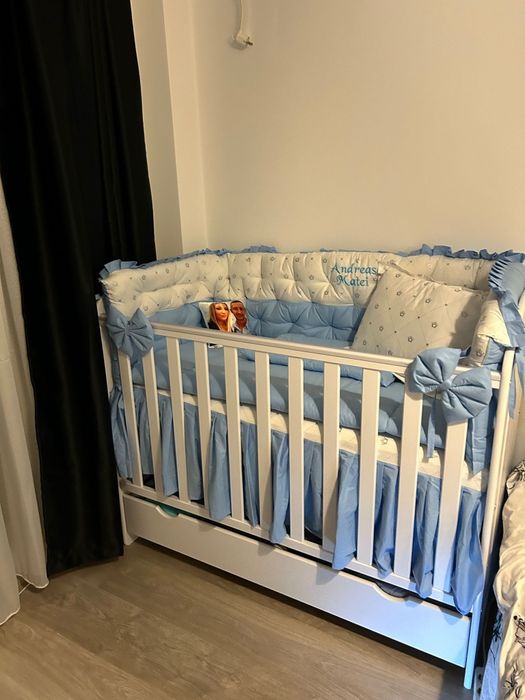 Pat lemn cu saltea pt copii