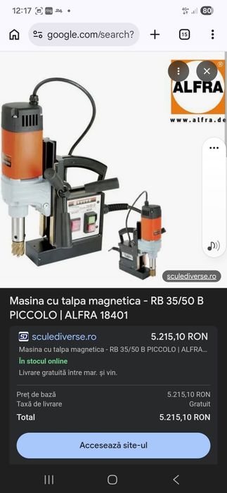 Masina de gaurit talpa magnetica ALFRA ROTABEST RB 35 B Nou