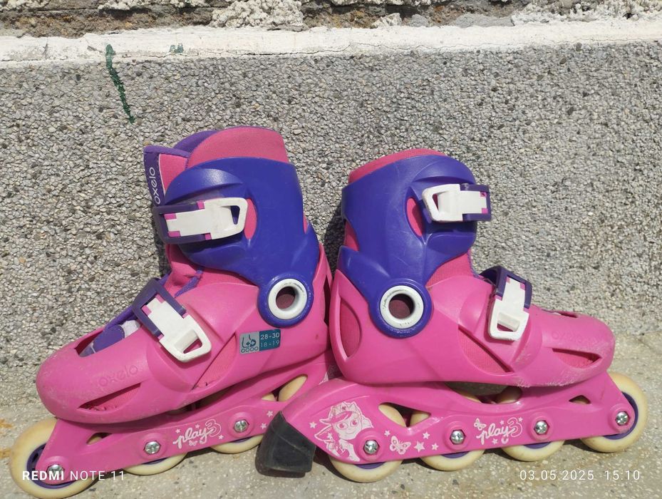 Oxelo - Детски регулируеми ролери Play3 Розово и лилаво 28/30