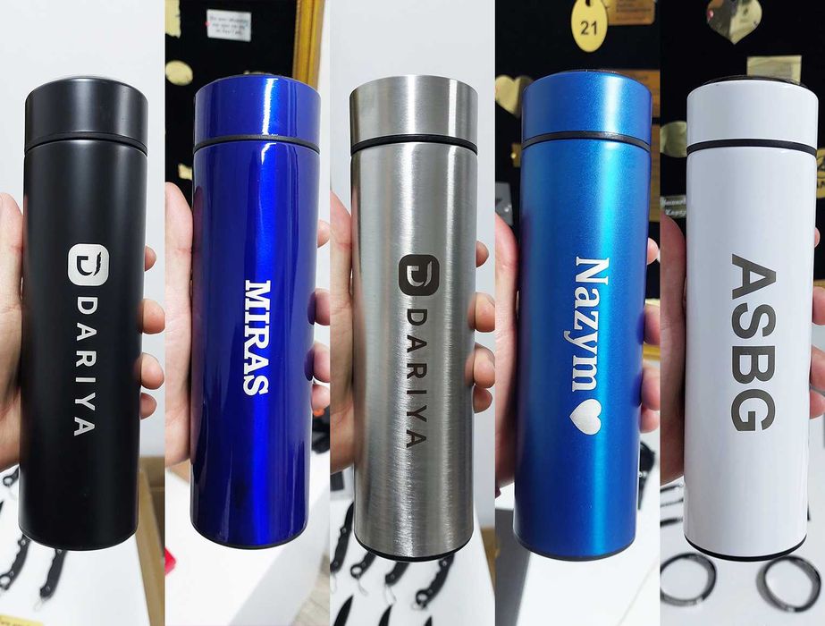 Корпоративные подарки БРЕНДИРОВАННЫЕ ТЕРМОСЫ 500мл с Термодатчиком LED