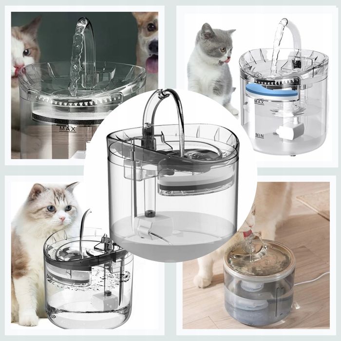 Fantana automata de apa pentru pisici si caini, 1,8 l