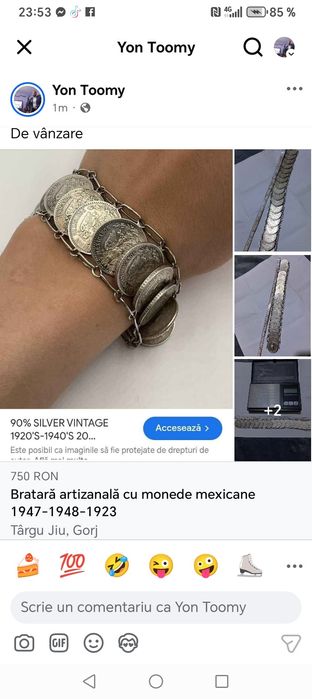 Brățară argint mexicană Antichitate