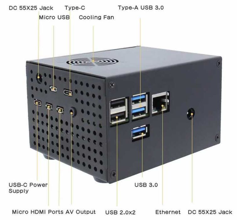 Kit Raspberry Pi 4 8GB+Placa X825 V2+Placa X735 V2.5+Carcasa X825-C8