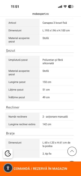 Vand Canapea trei locuri