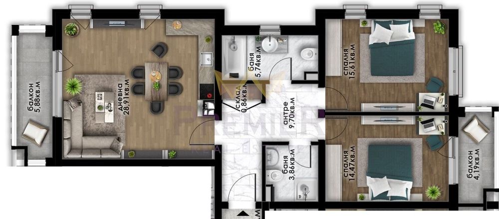 Продава се Тристаен апартамент в Пловдив, Остромила - 122 кв.м за 694 €/кв.м - Снимка #8