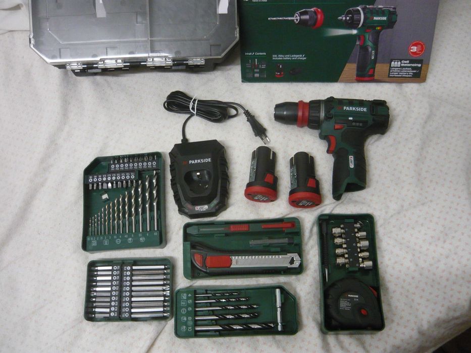Autofiletantă Parkside cu 2 acumulatori 12 V și 83 accesorii NOUĂ