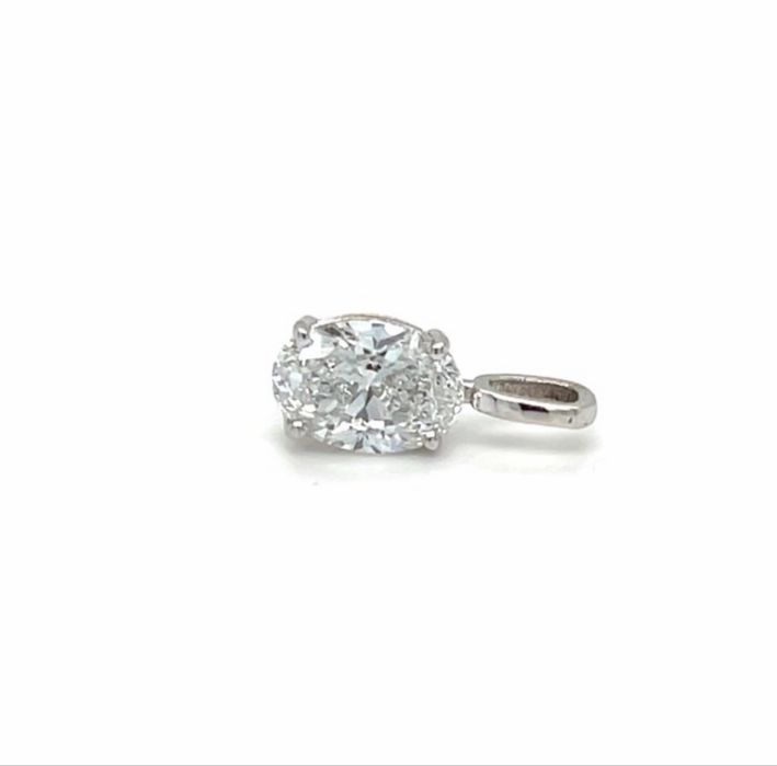 Pandantiv aur alb 14K, diamant 1,05 ct (oval) culoare E și claritate VS1