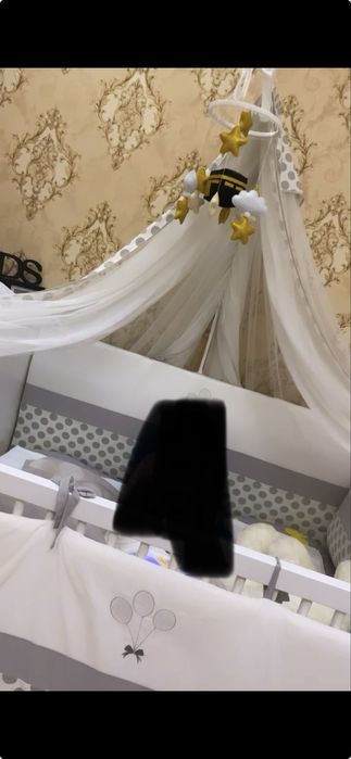 Детская кровать почти новый. Продам 50$ с матрасом просин пододияльник