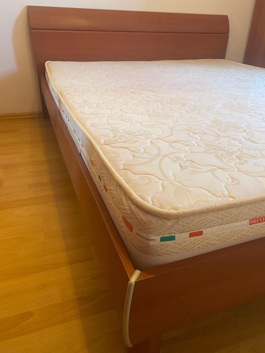 Pat Dublu de Centru cu Saltea 160x200 cm, Somieră Ergonomică