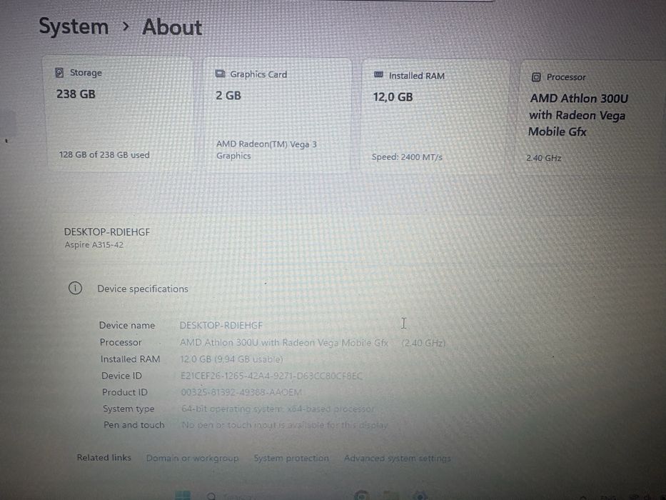 Продавам лаптоп Acer Aspire 3 A315, N19C1, 3200U