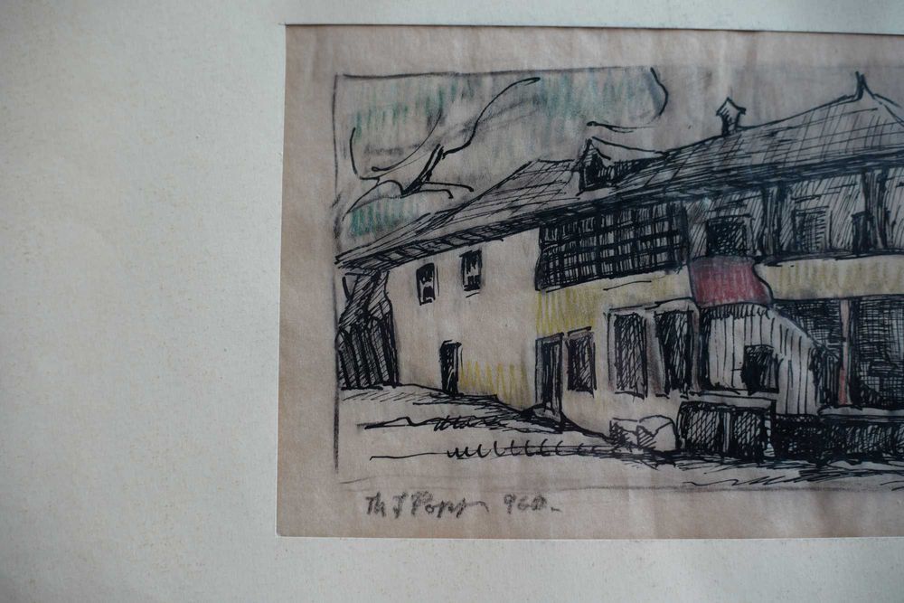 Desen original Th. Popp 1960 26 x 15 cm