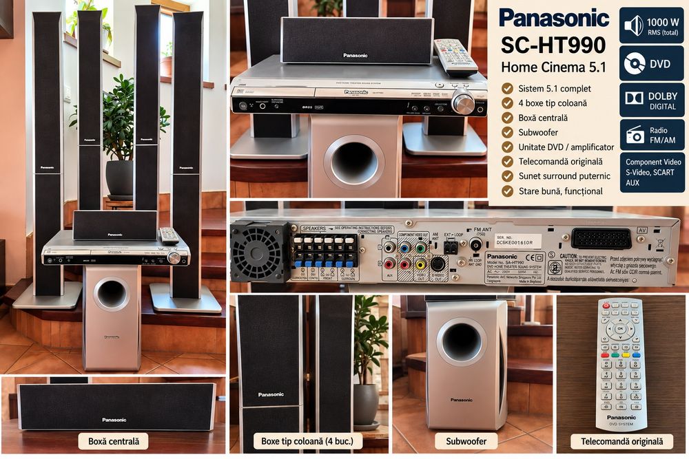 Home Cinema Panasonic SC-HT990 – sistem 5.1, 1000W, DVD, subwoofer