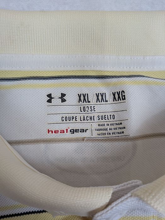 Tricou Polo Under Armour HeatGear în Dungi Galben/Alb - Mărimea L / XL