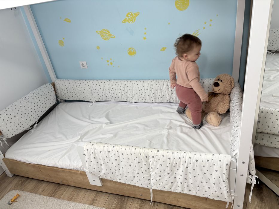 Pat casuta cu toate accesorile  100x200