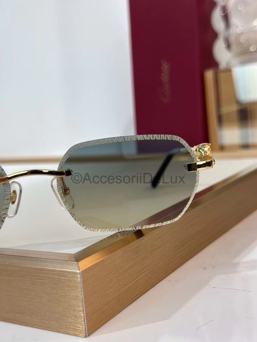 Ochelari de Soare Cartier CT0601S Noi Full Box Panthere Verificare Colet Gold