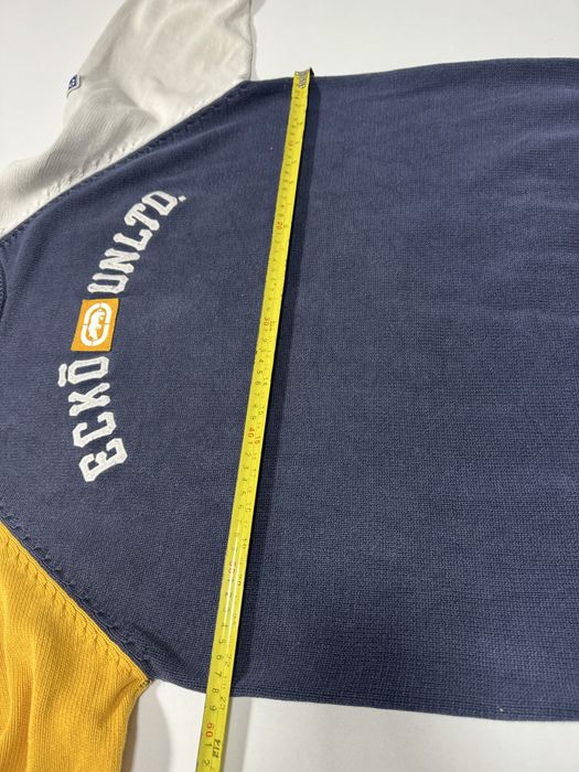 Pulover ecko unltd vintage blue & white & yellow