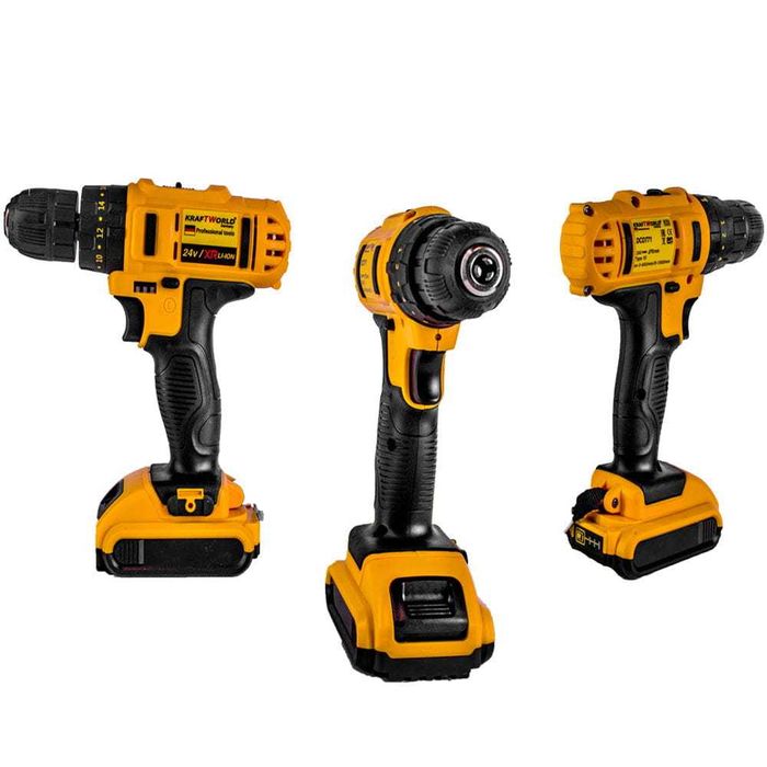 Ударен винтоверт / Бормашина Kraft World 24V, 5.0 Ah батерии зарядно