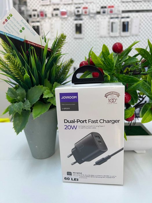 Incarcator rapid priza Joyroom USB+Type-C PD QC 20W Negru