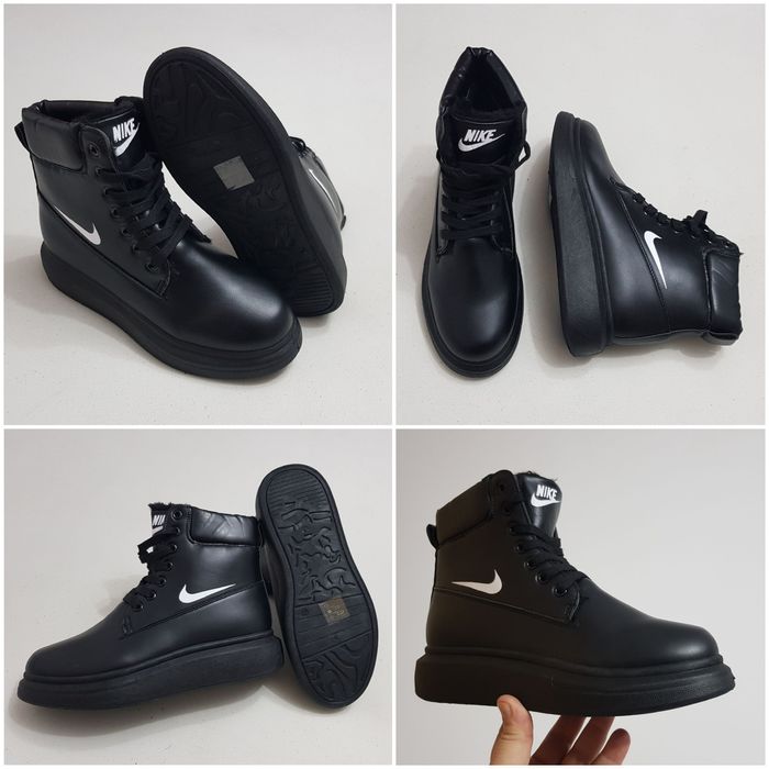 Ghete impermeabile Nike, bocanci de iarnă Nike, piele neagă, nr.38 EU