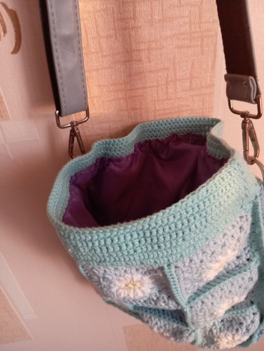 Вязаная сумка Ромашки