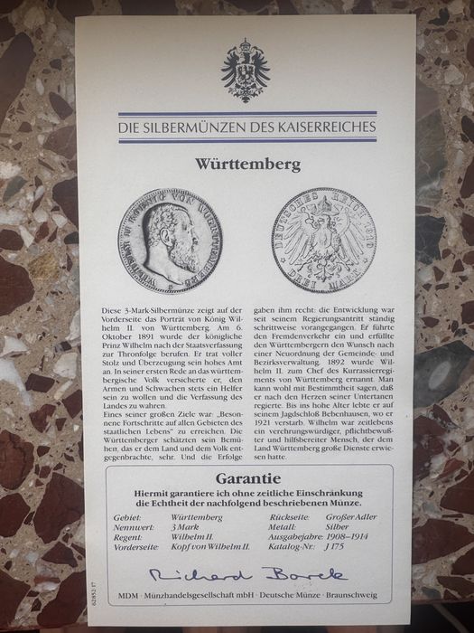 Drei Mark 1914Wilhelm 2  (F) Ag 900