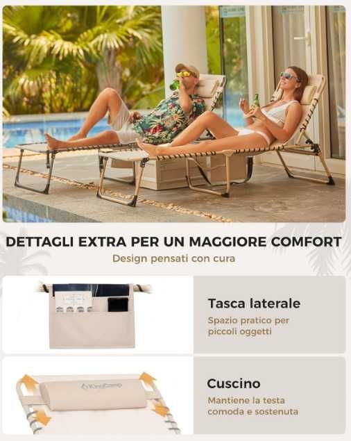 Сгъваем шезлонг KingCamp, голям подплатен градински