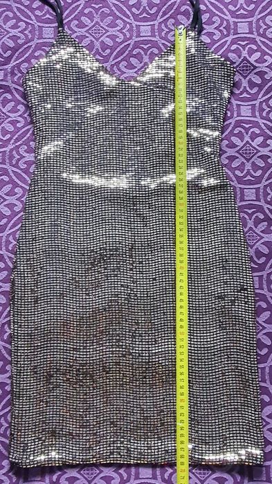 Rochie mini metalică Bershka, spate gol, mărimea S