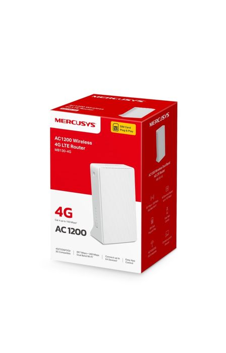 Router Wireless Mercusys MB130-4G, AC1200 dual band, 4G LTE, SIM