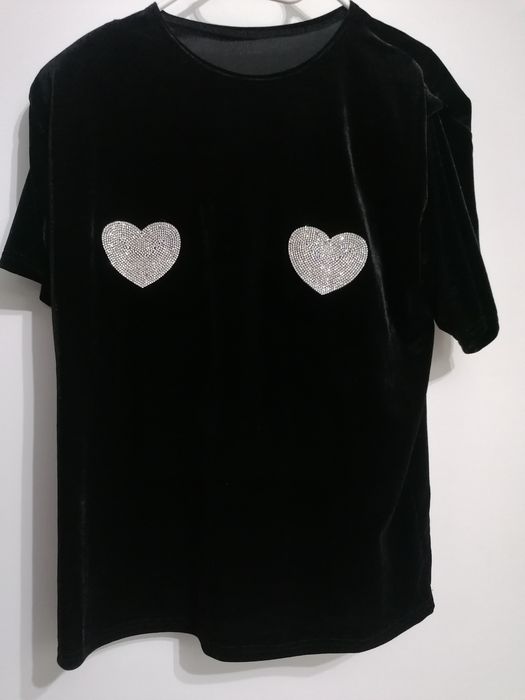 Geaca piele ecologica, tricou negru