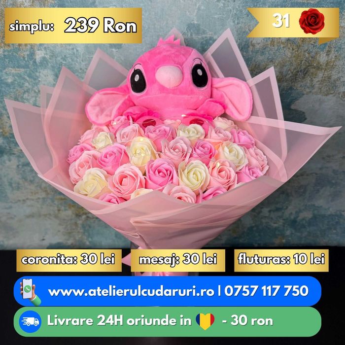 Buchete Trandafiri Sapun cu Stitch | Livrare oriunde